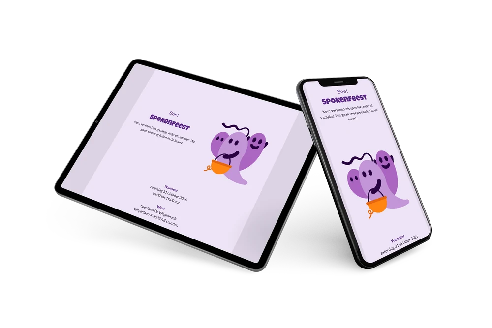 Speelse kinderhalloween kaart versturen met spookjes &ndash; example 2