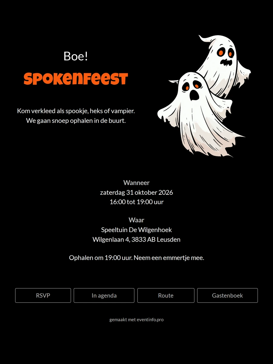 Spokenfeest-uitnodiging maken in zwart en oranje