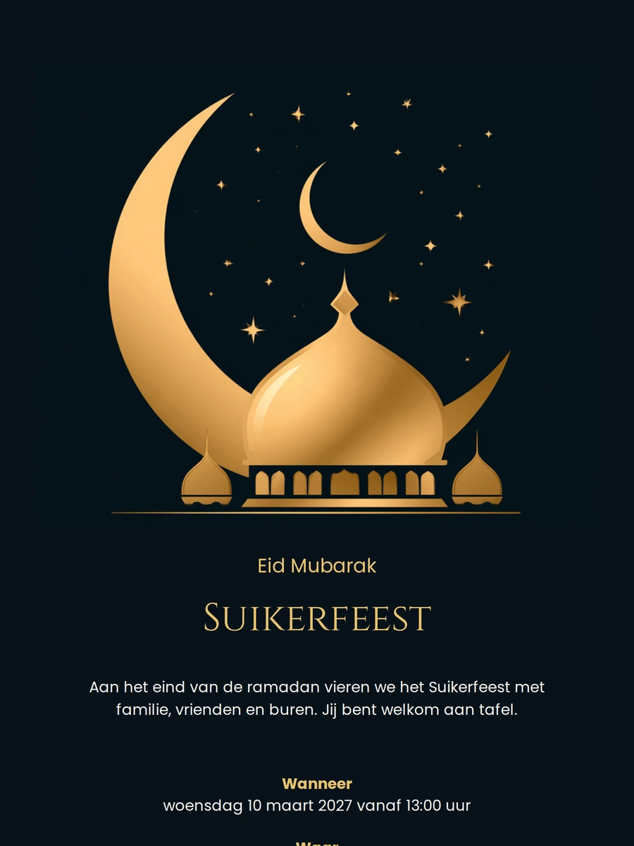 Suikerfeest-uitnodiging maken in goud en nachtblauw