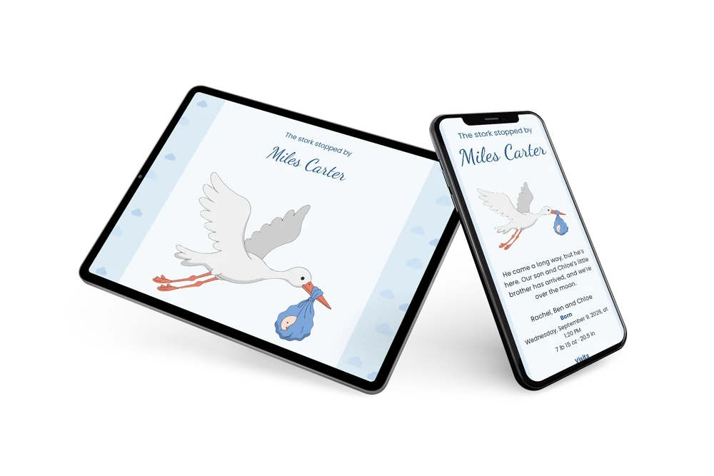 Classic Pale Blue Birth Card &ndash; example 2