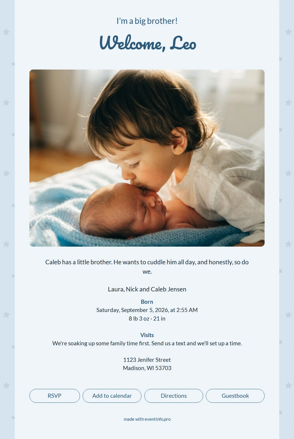 Heartfelt Birth Card With Sibling Photo &ndash; example 1