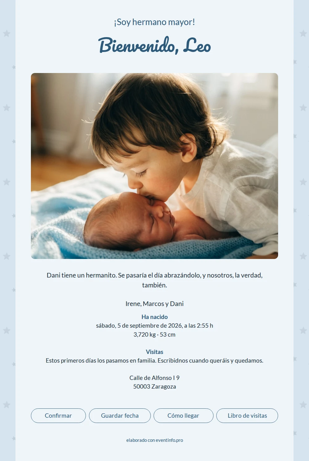 Tarjeta entrañable de nacimiento con foto &ndash; example 1