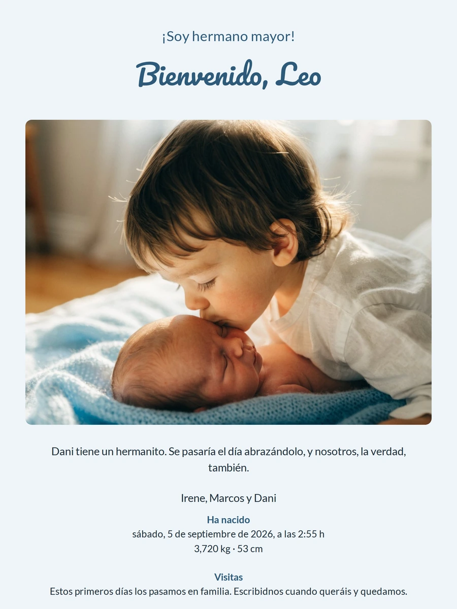 Tarjeta entrañable de nacimiento con foto