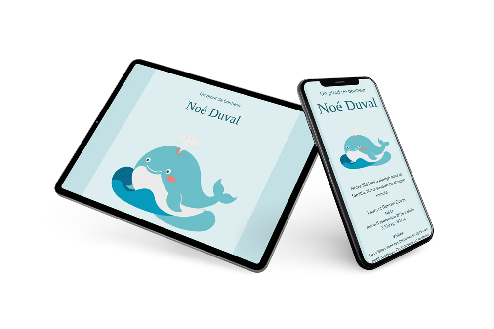 Faire-part de naissance bleu pour un garçon &ndash; example 2