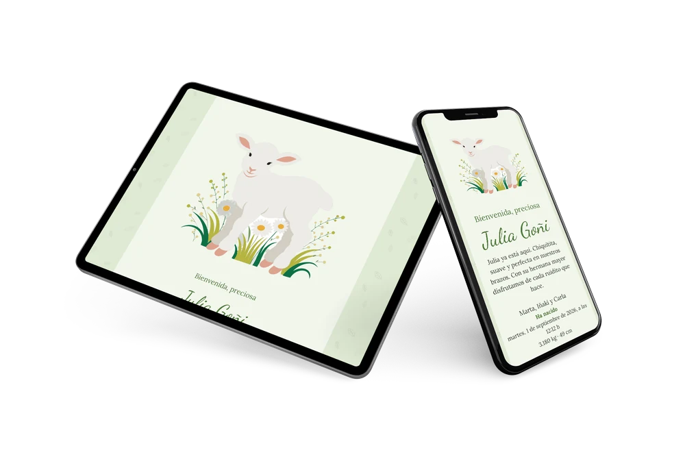 Tarjeta de nacimiento verde para una niña &ndash; example 2