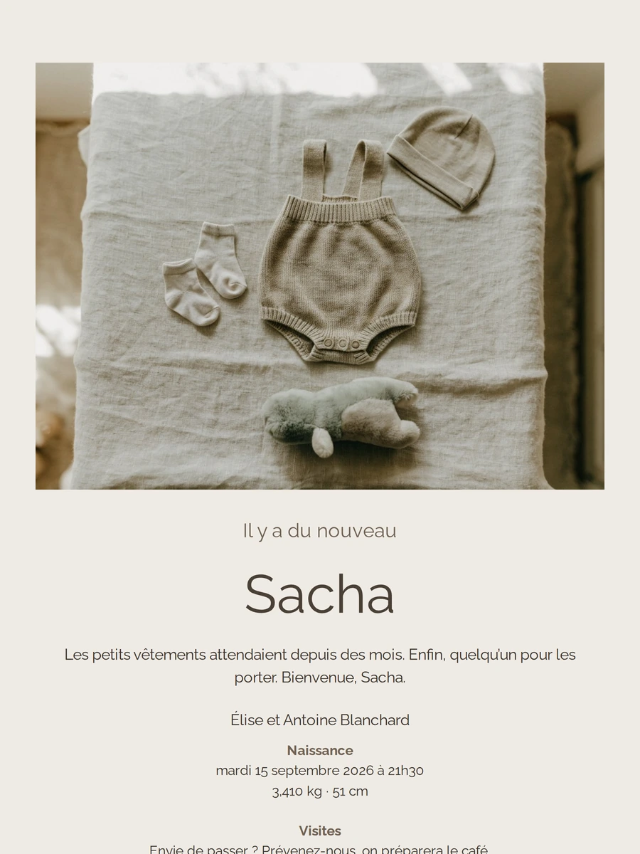 Faire-part de naissance avec photo de layette