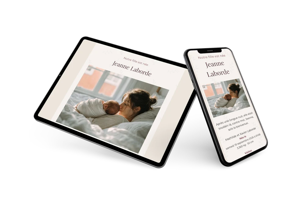 Faire-part de naissance avec rameaux d’olivier &ndash; example 2