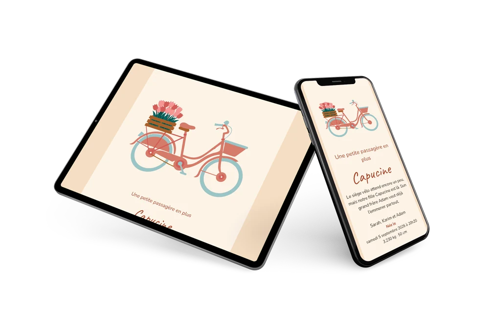 Faire-part de naissance ludique avec un vélo &ndash; example 2