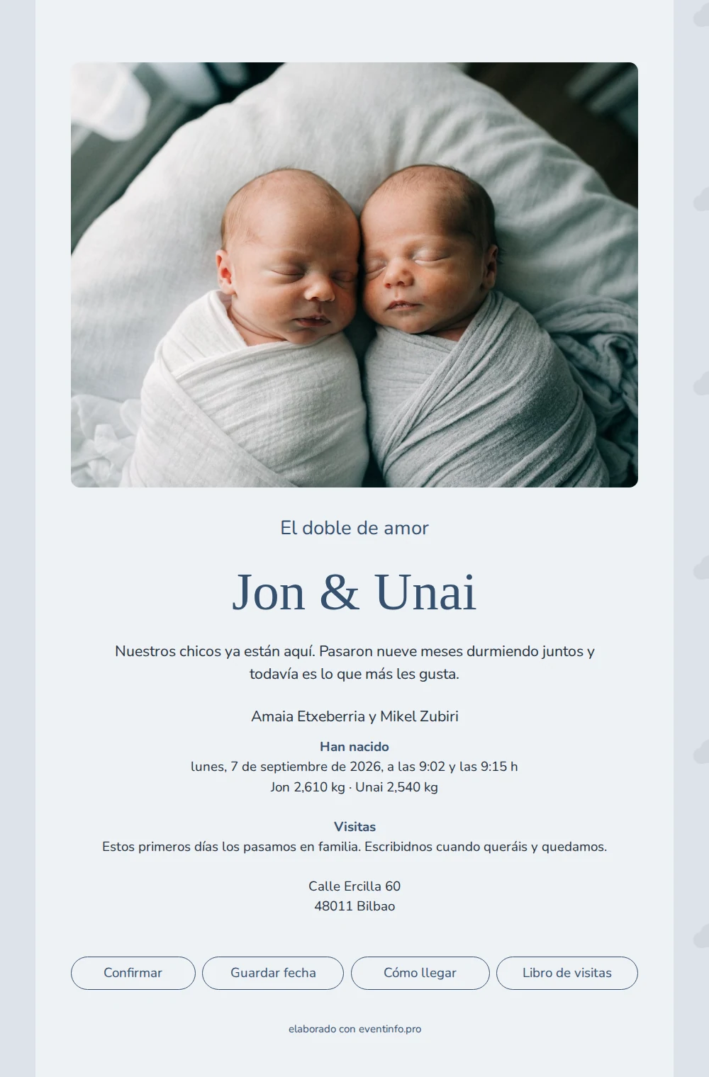 Tarjeta de nacimiento tranquila con foto dormida &ndash; example 1