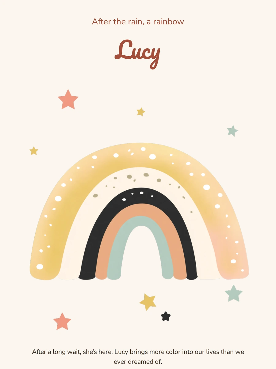 Soft cloud birth announcement for baby Lucy