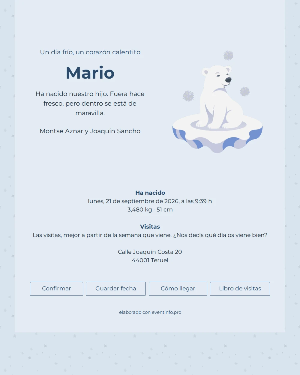 Tarjeta azul suave para vuestro hijo &ndash; example 1