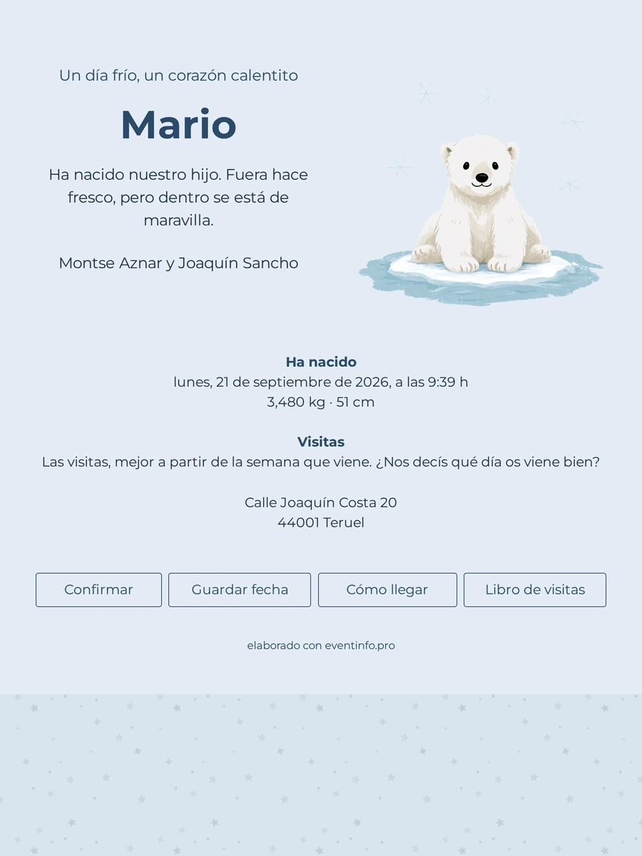 Tarjeta azul suave para tu hijo