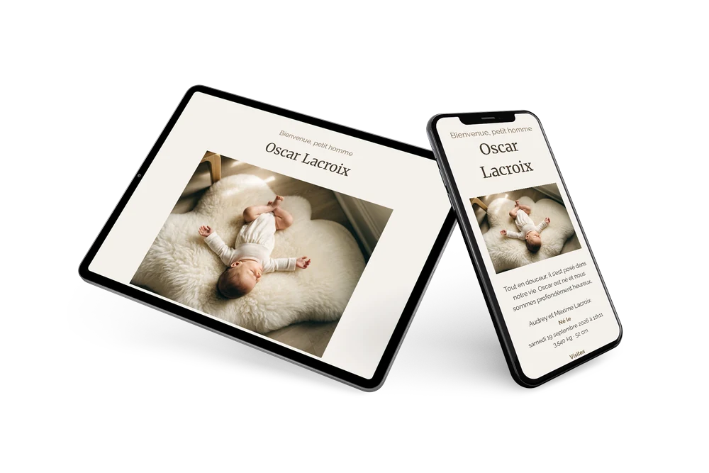 Faire-part classique pour votre fils Oscar &ndash; example 2