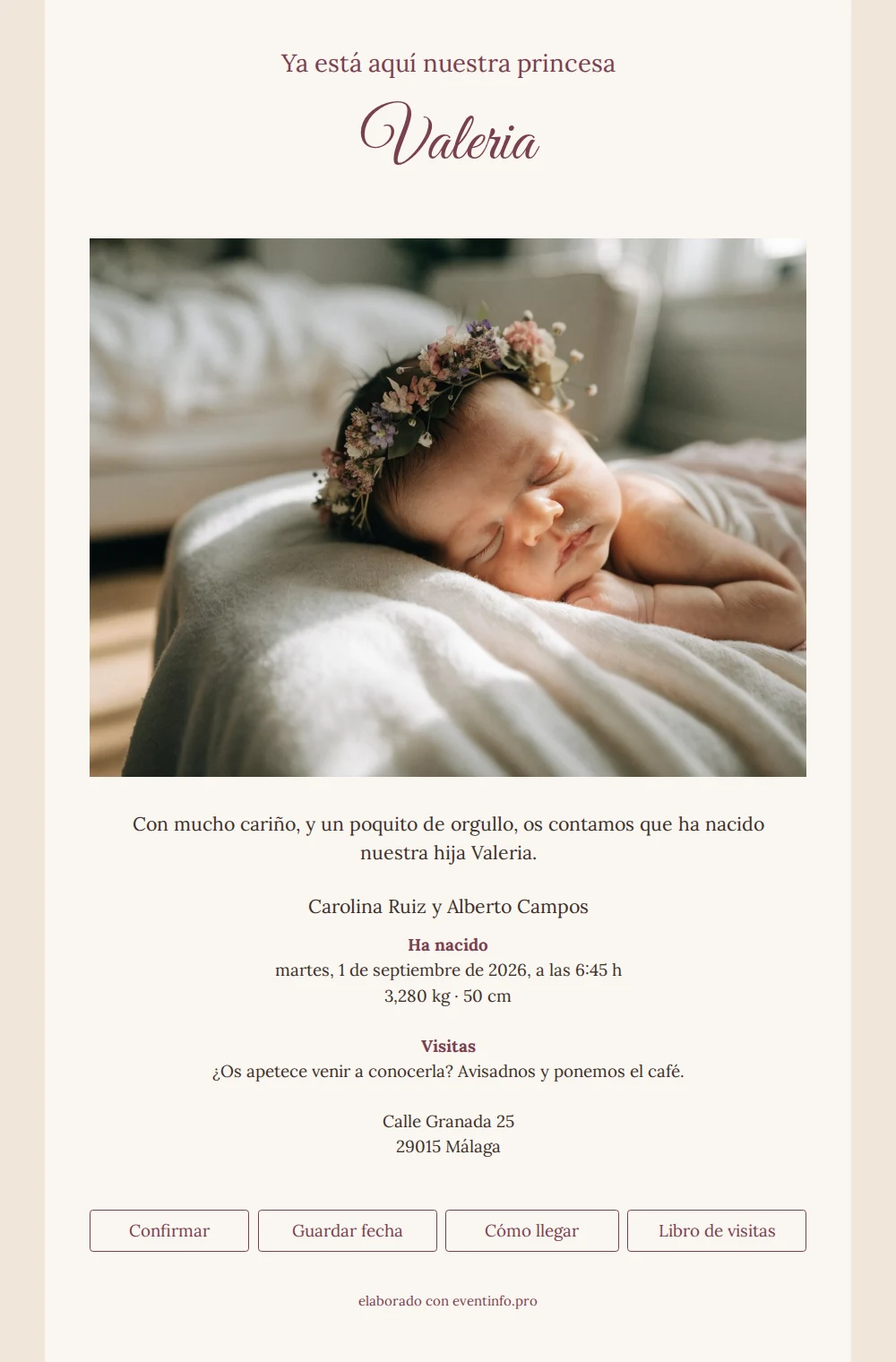 Tarjeta romántica para la pequeña Valeria &ndash; example 1