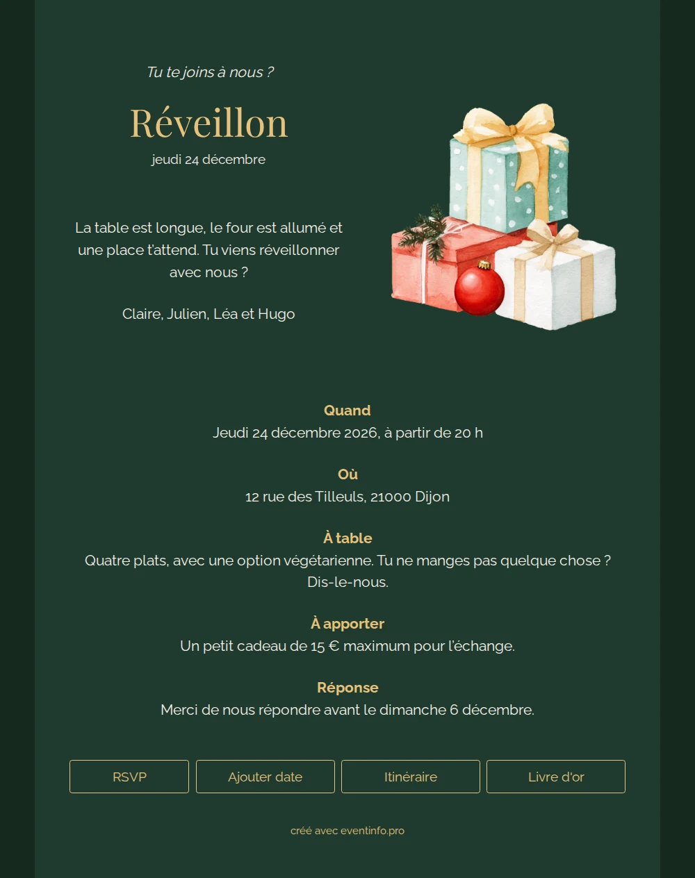 Créer une invitation de Noël aux cadeaux &ndash; example 1