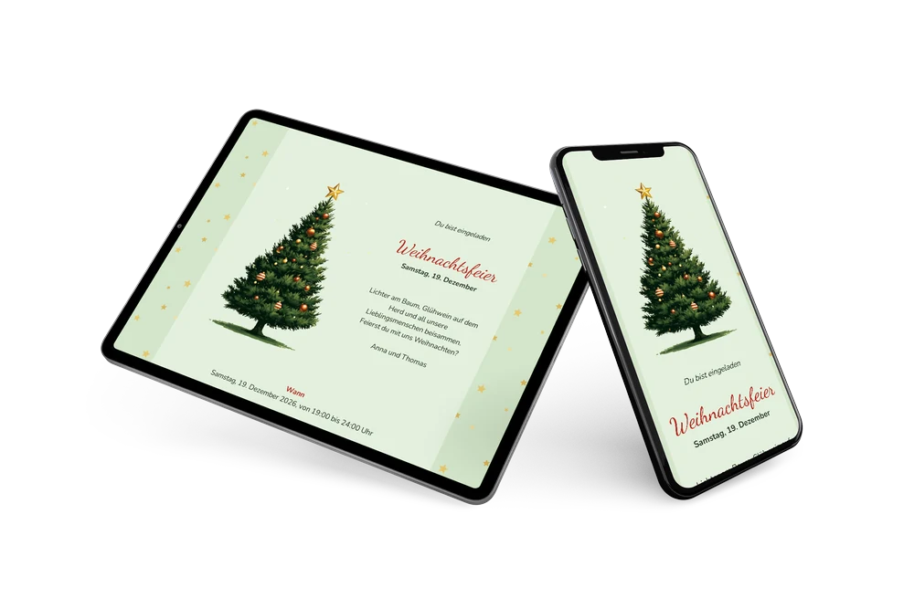 Weihnachtseinladung mit goldenen Sternen erstellen &ndash; example 2