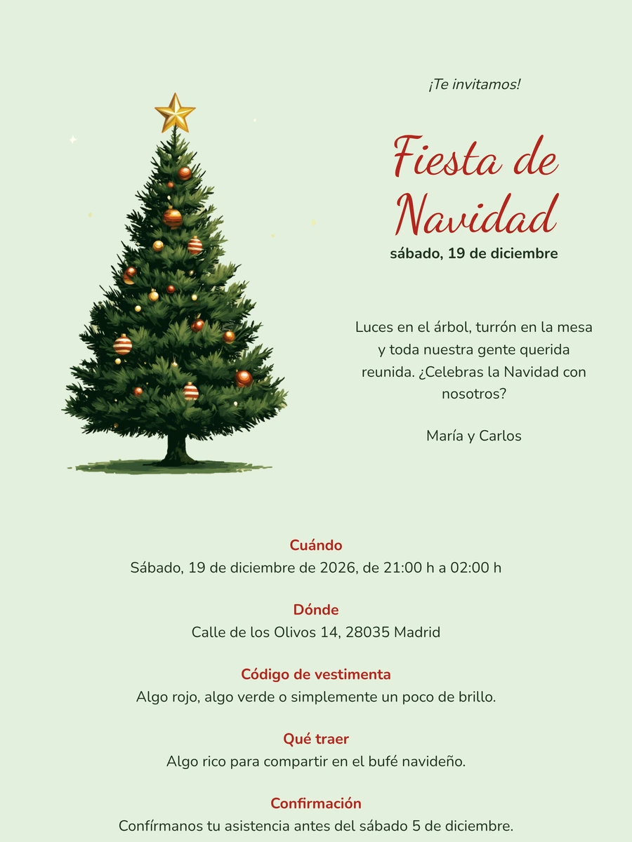 Crear invitación navideña con título rojo