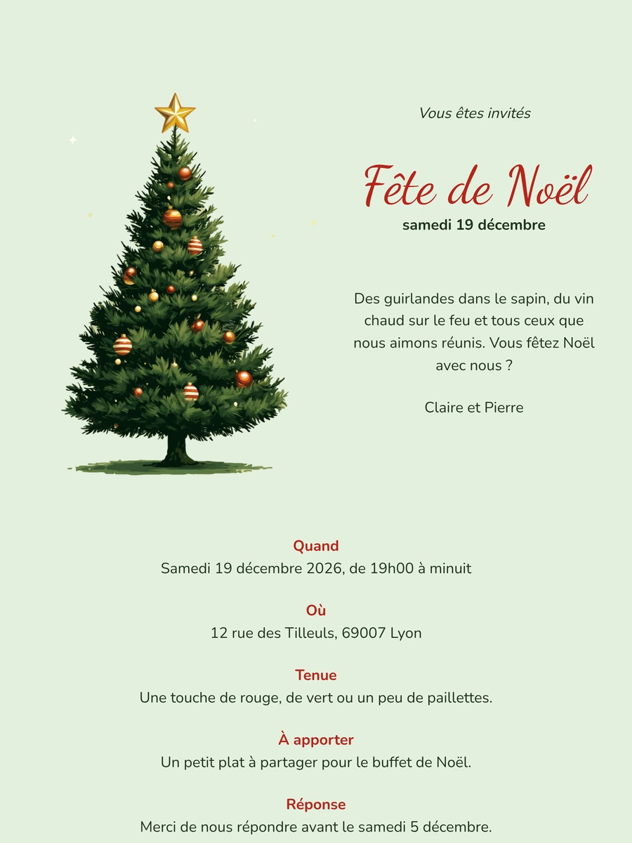 Créer une invitation de Noël au titre rouge