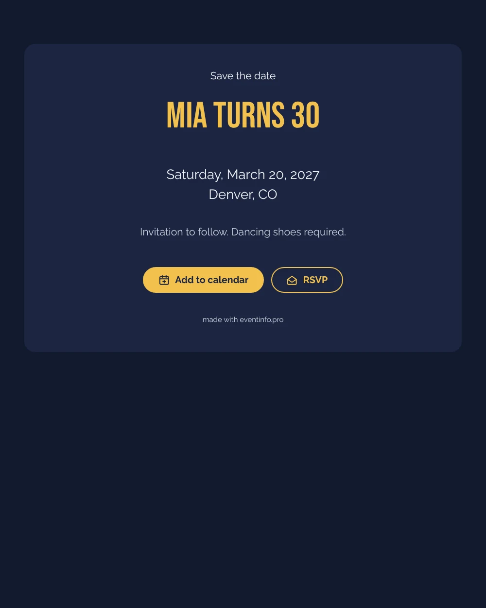 Make a navy 30th save the date &ndash; example 1