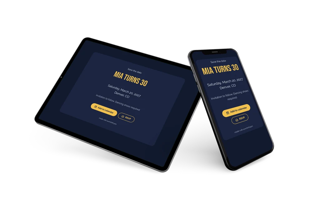Make a navy 30th save the date &ndash; example 2