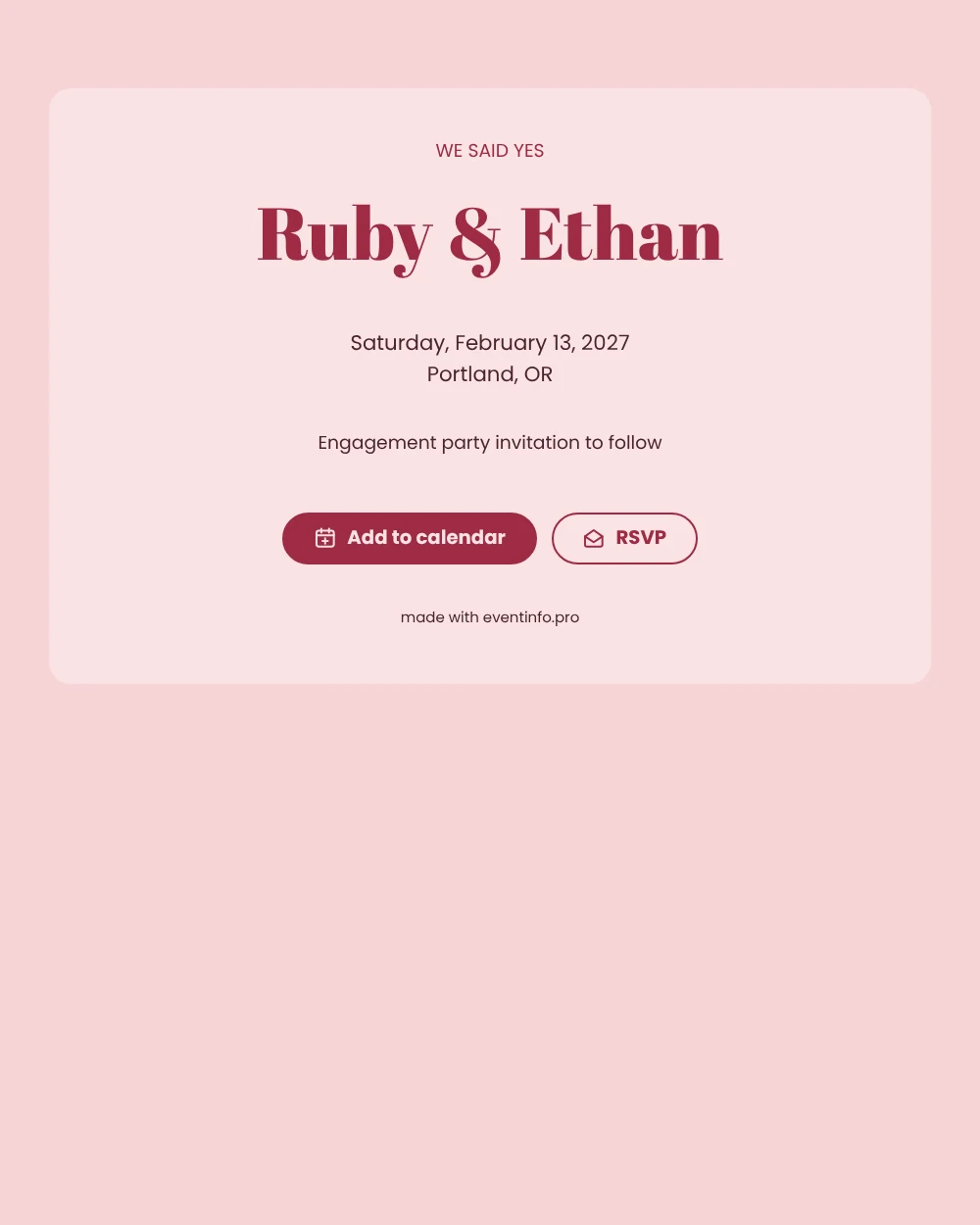 Create a pink engagement save the date &ndash; example 1