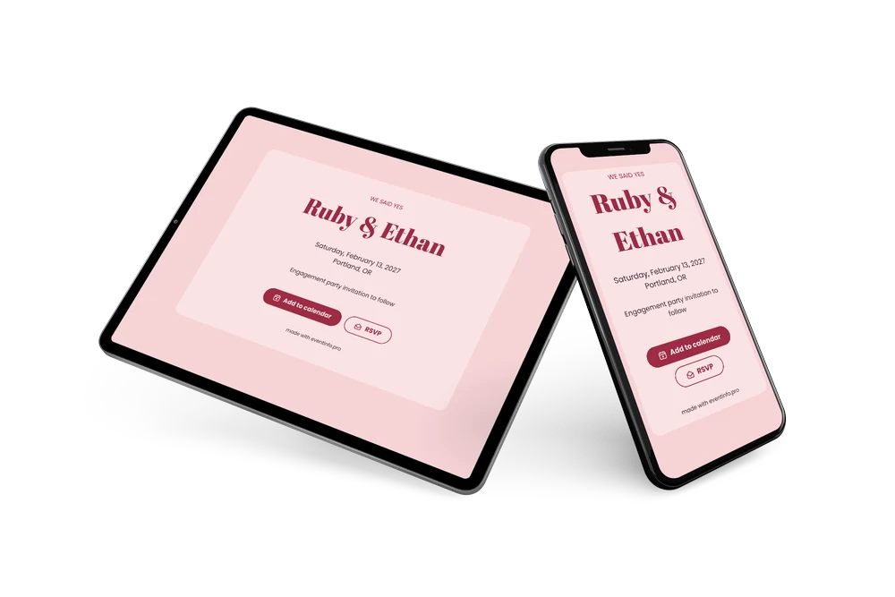 Create a pink engagement save the date &ndash; example 2