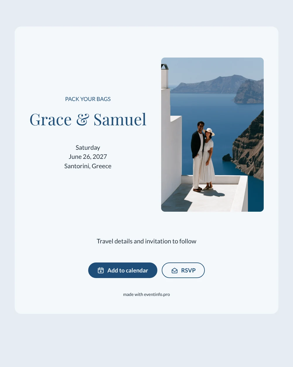 Create a clifftop wedding save the date &ndash; example 1