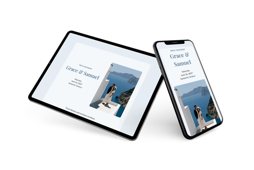 Create a clifftop wedding save the date &ndash; example 2
