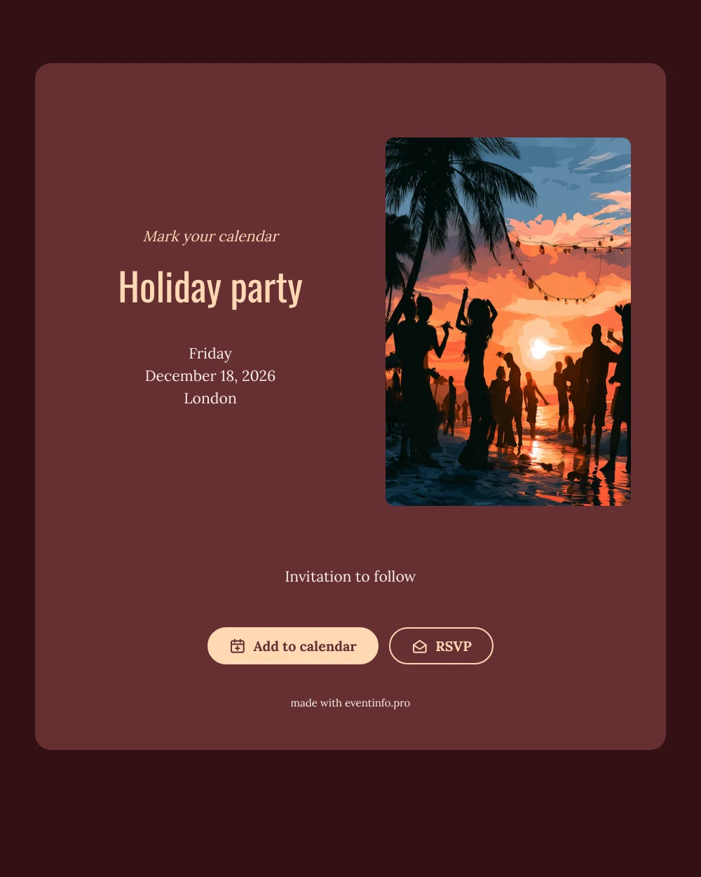 Make a tropical holiday save the date &ndash; example 1