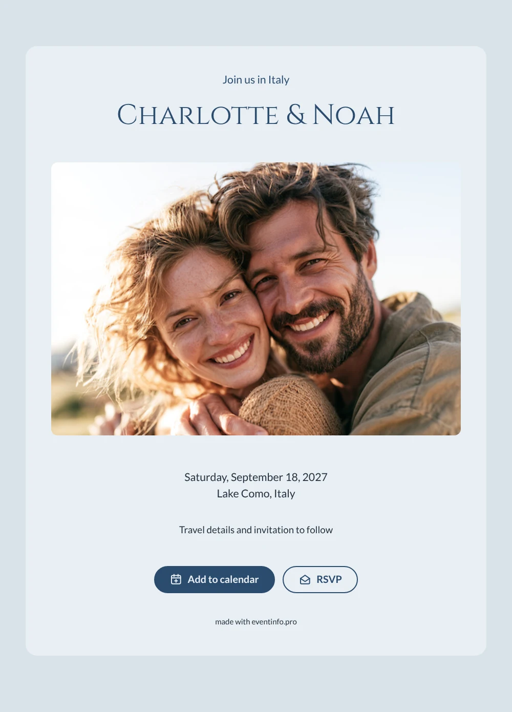Make an Italy destination save the date &ndash; example 1