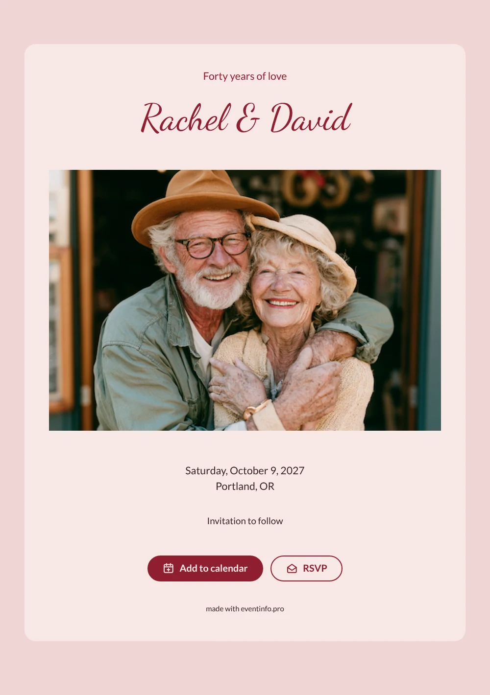 Create a blush ruby save the date &ndash; example 1