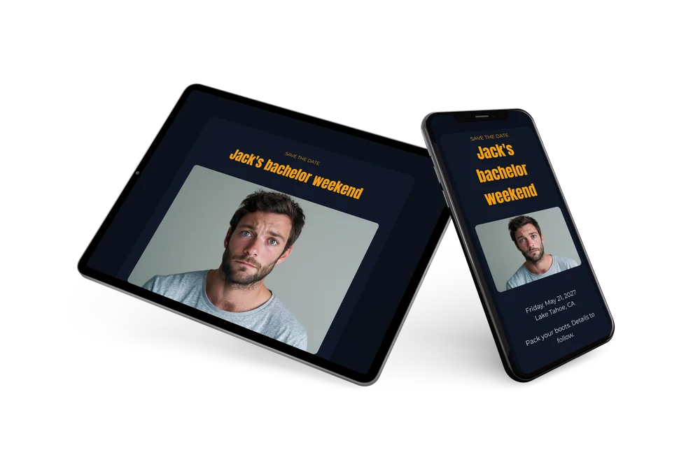 Create a bachelor getaway save the date &ndash; example 2