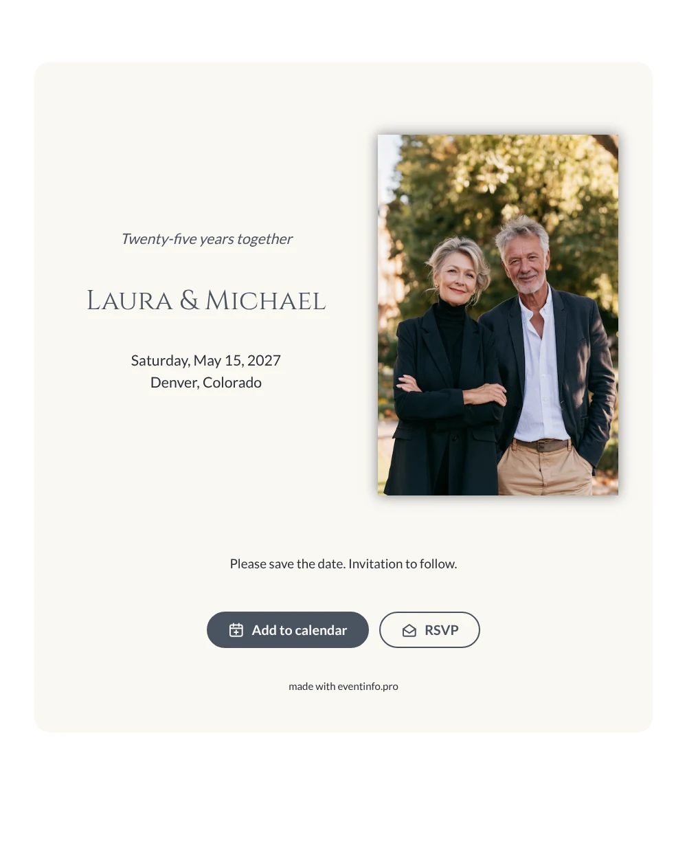 Make a silver-grey anniversary save the date &ndash; example 1