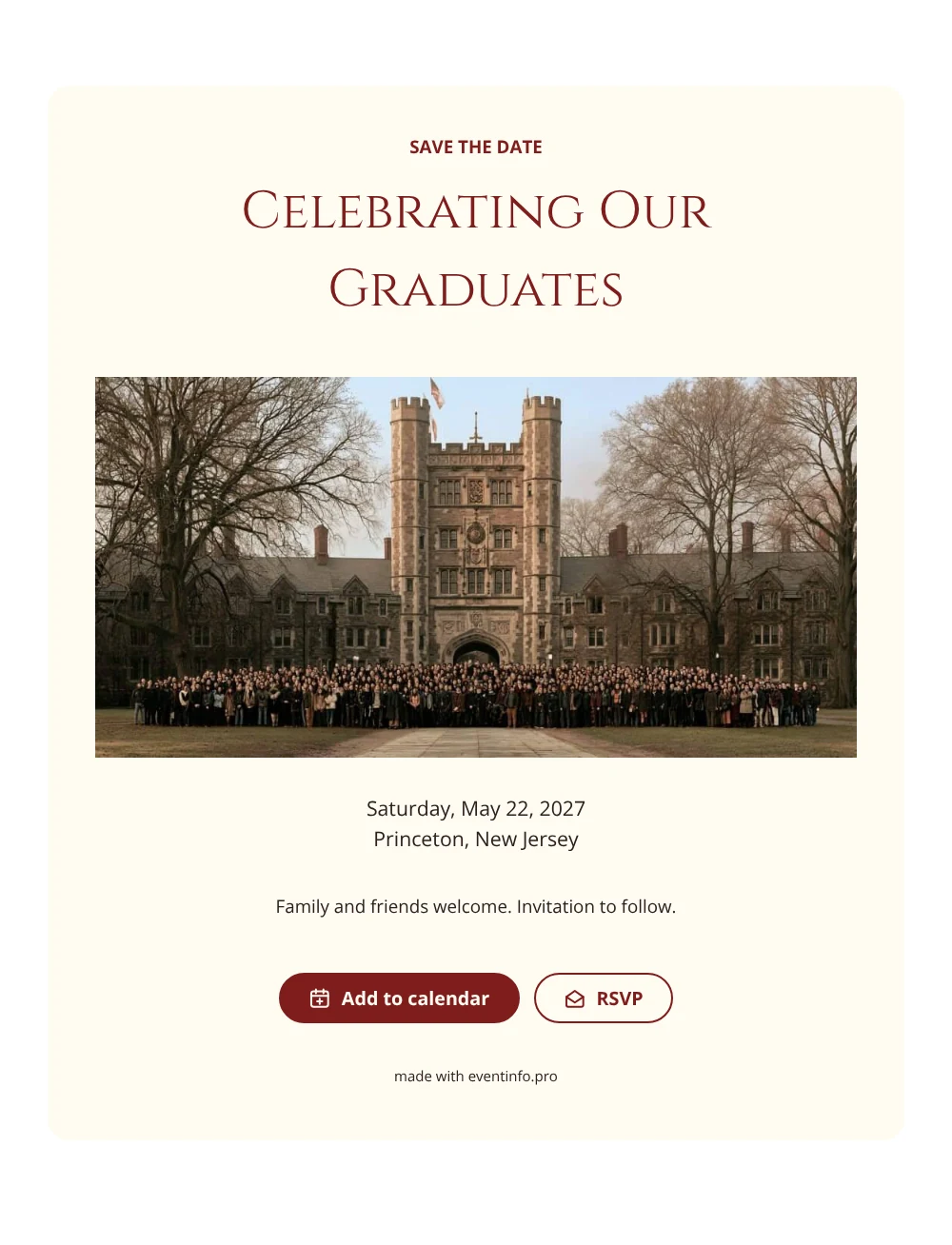 Make a commencement party save the date &ndash; example 1