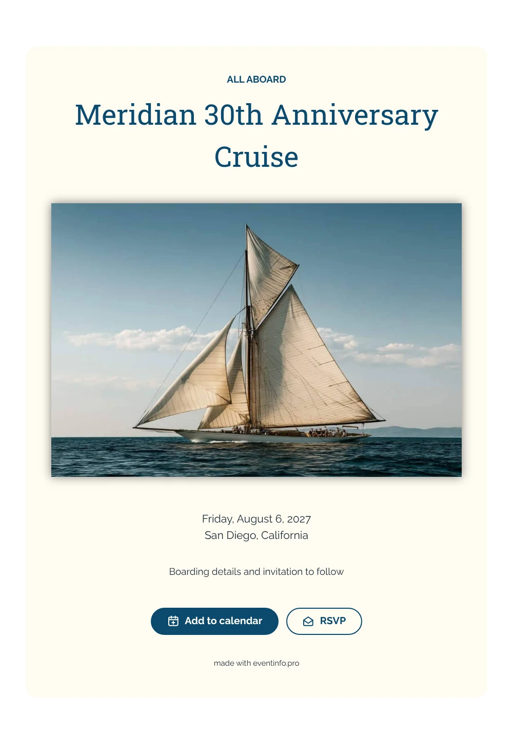 Make an anniversary cruise save the date &ndash; example 1