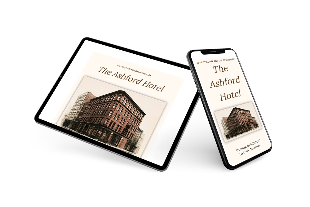 Create a sepia hotel save the date &ndash; example 2
