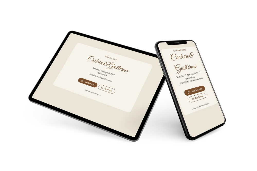 Save the date de boda en marfil con caligrafía &ndash; ejemplo 2