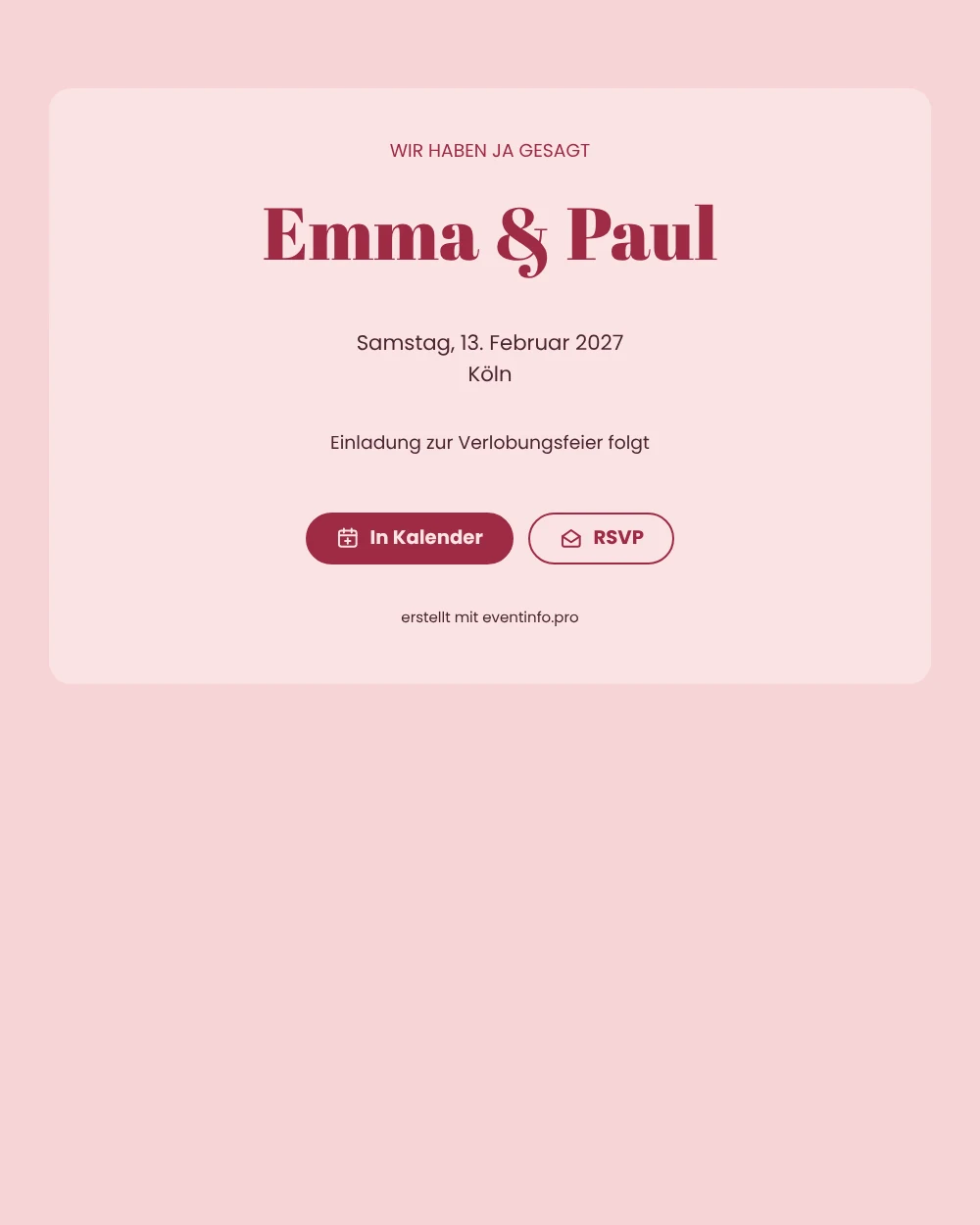 Save the Date zur Verlobungsfeier in Zartrosa