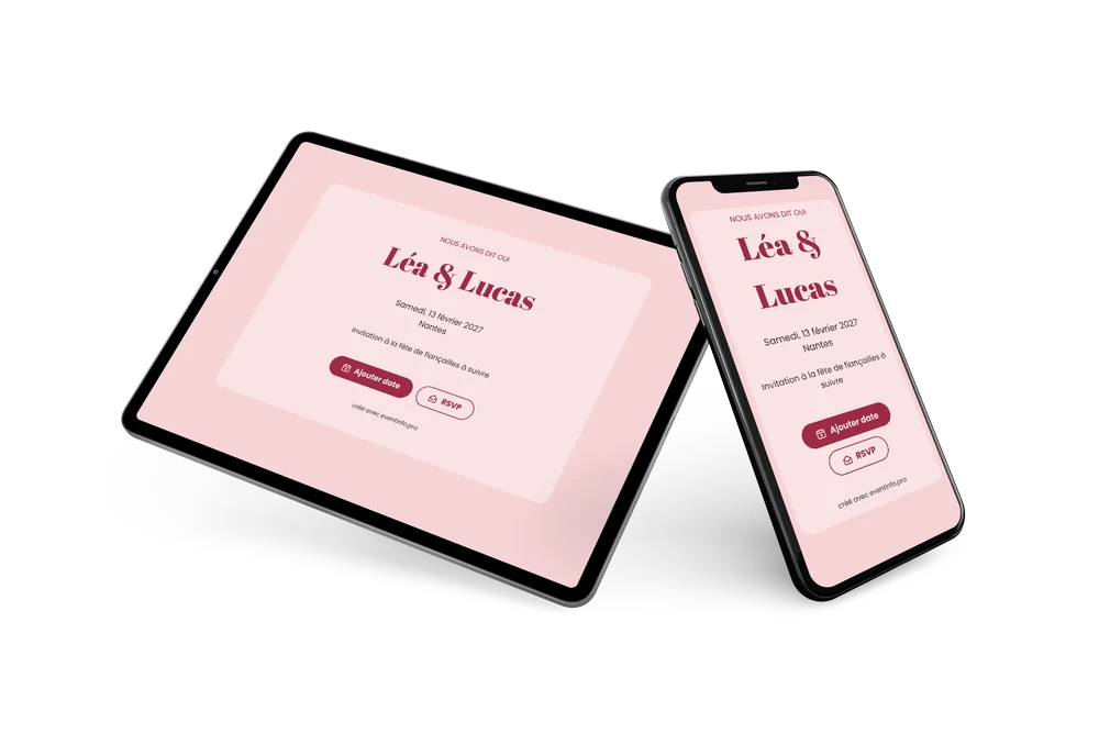 Save the date fiançailles rose poudré &ndash; exemple 2