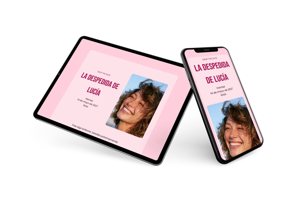Save the date de despedida de soltera en fucsia &ndash; ejemplo 2