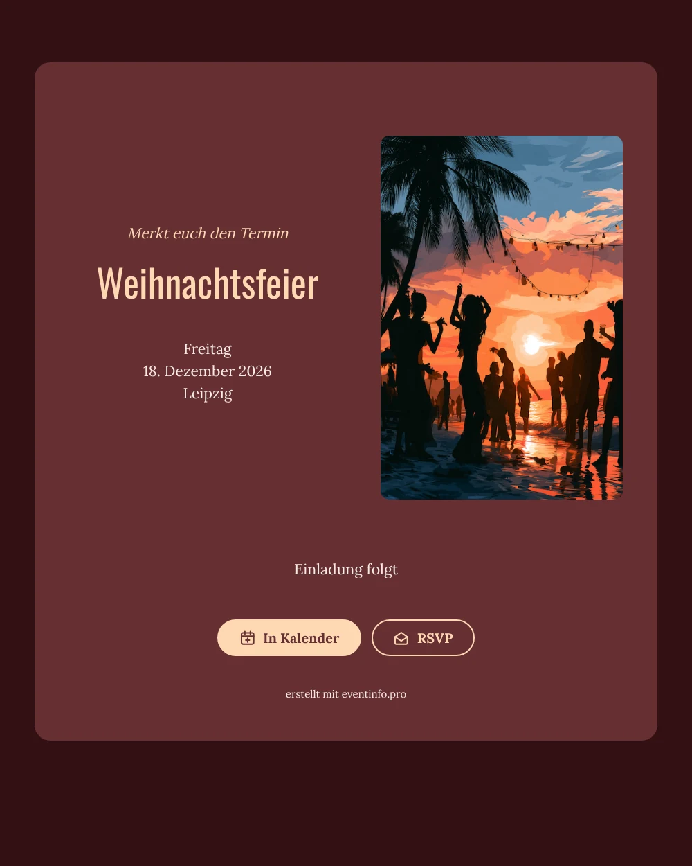 Save the Date Weihnachtsfeier in Bordeaux mit Strandparty
