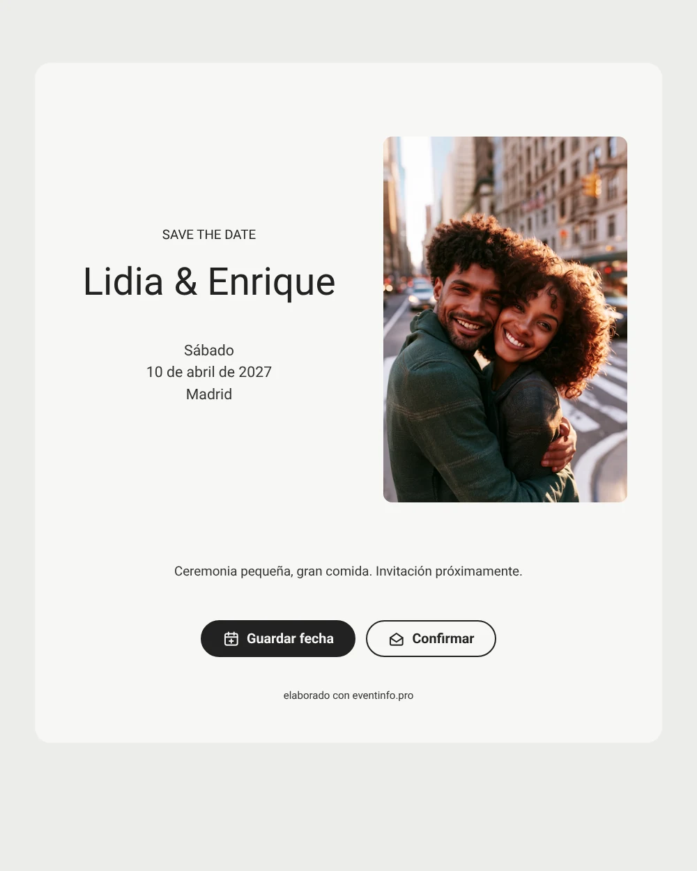 Save the date de boda civil minimalista urbano &ndash; ejemplo 1