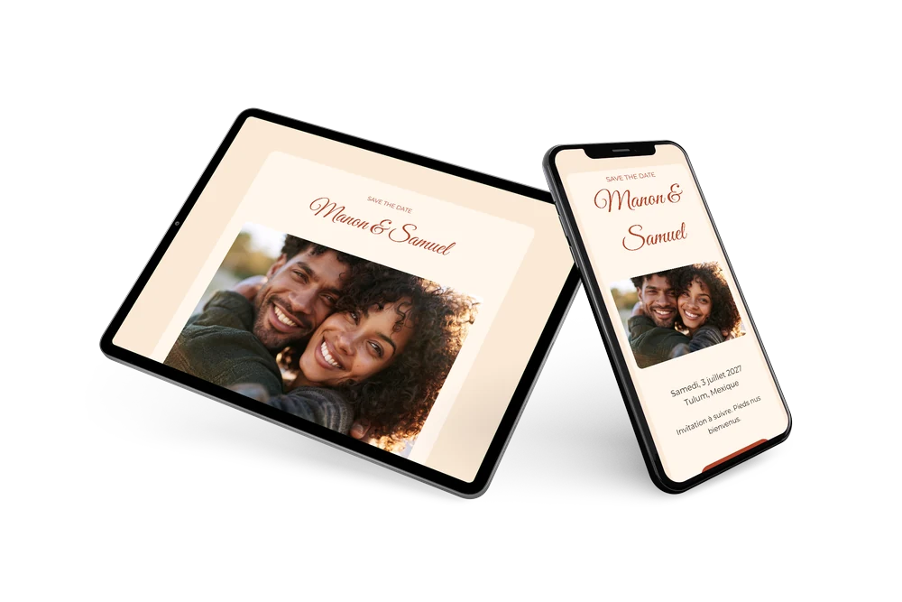 Save the date mariage à la plage corail &ndash; exemple 2