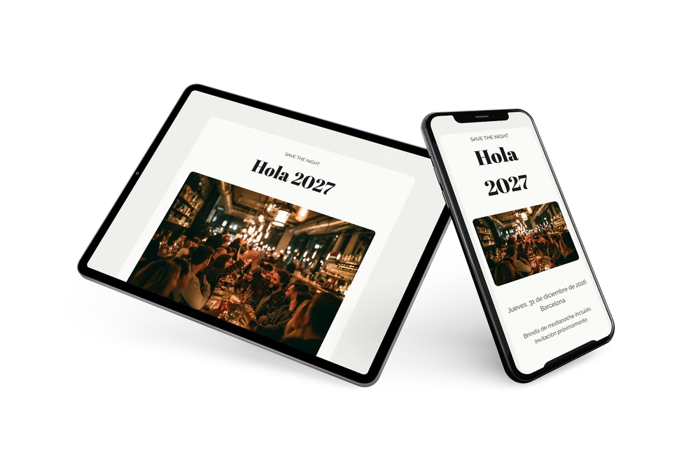 Save the date de Nochevieja en blanco y negro &ndash; ejemplo 2