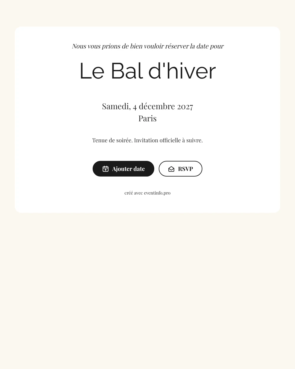Save the date gala tenue de soirée blanc pur