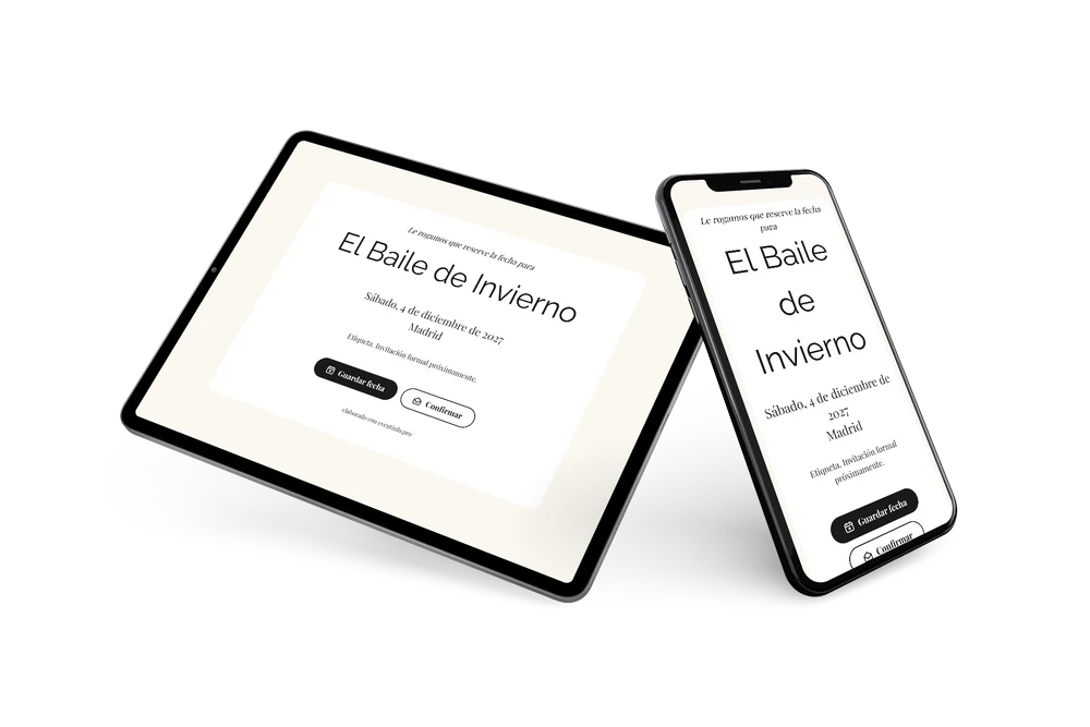 Save the date de gala de etiqueta en blanco puro &ndash; ejemplo 2