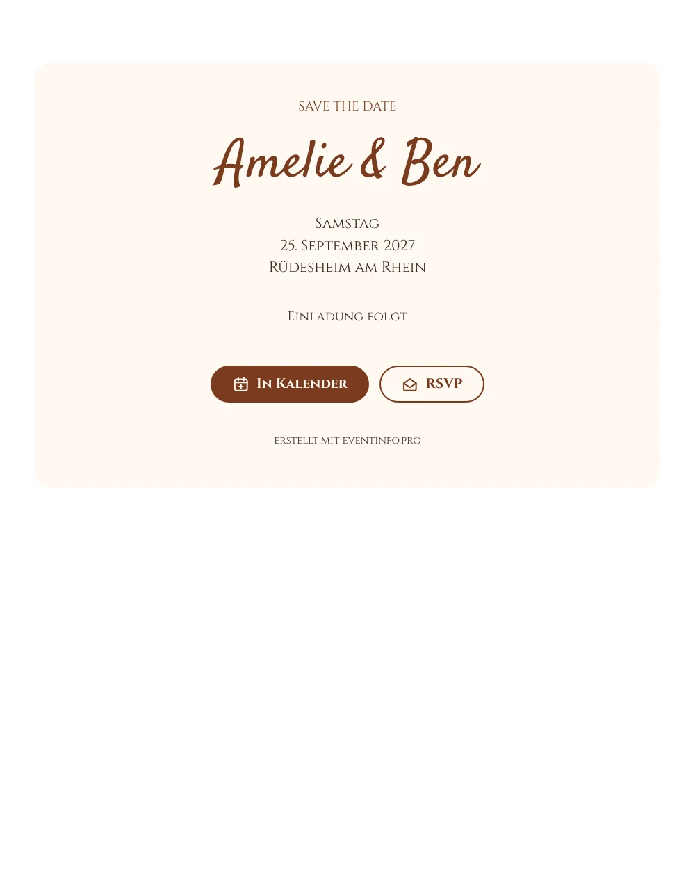 Save the Date Hochzeit in Creme und Rostbraun