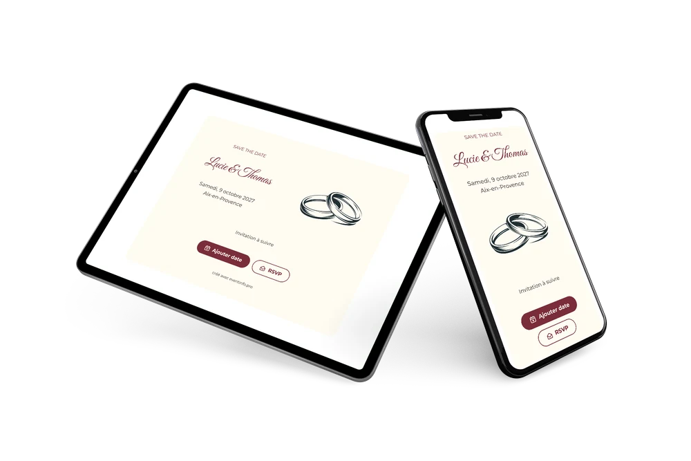 Save the date mariage alliances rouge vin &ndash; exemple 2