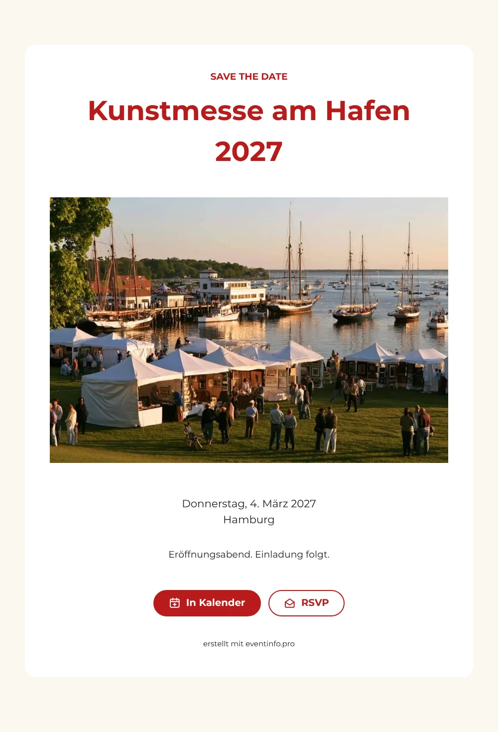 Save the Date Kunstmesse in Signalrot