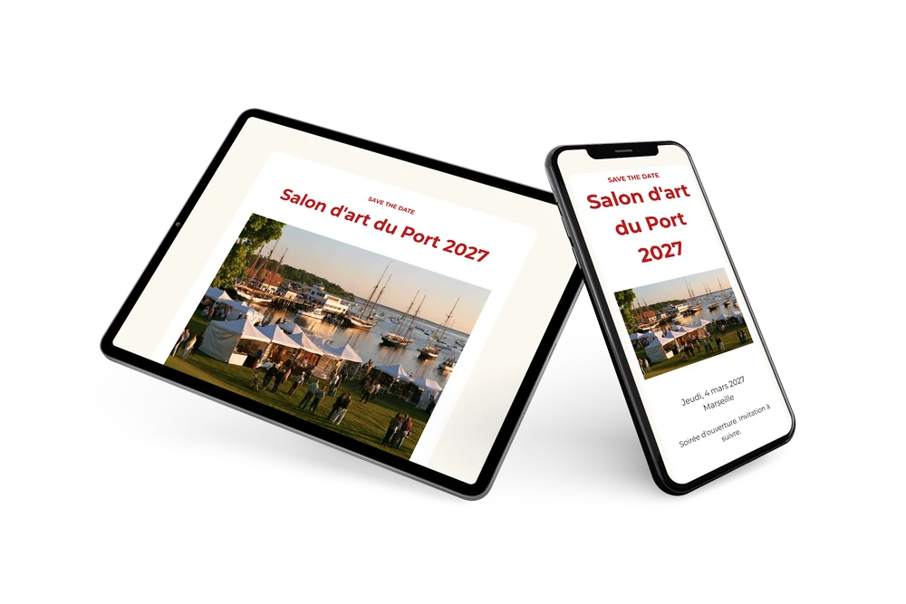 Save the date salon d'art rouge vif &ndash; exemple 2